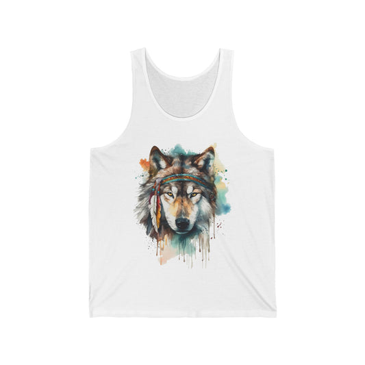 Native Wolf Watercolor Tank